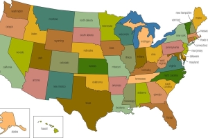 full color map of the united states of america